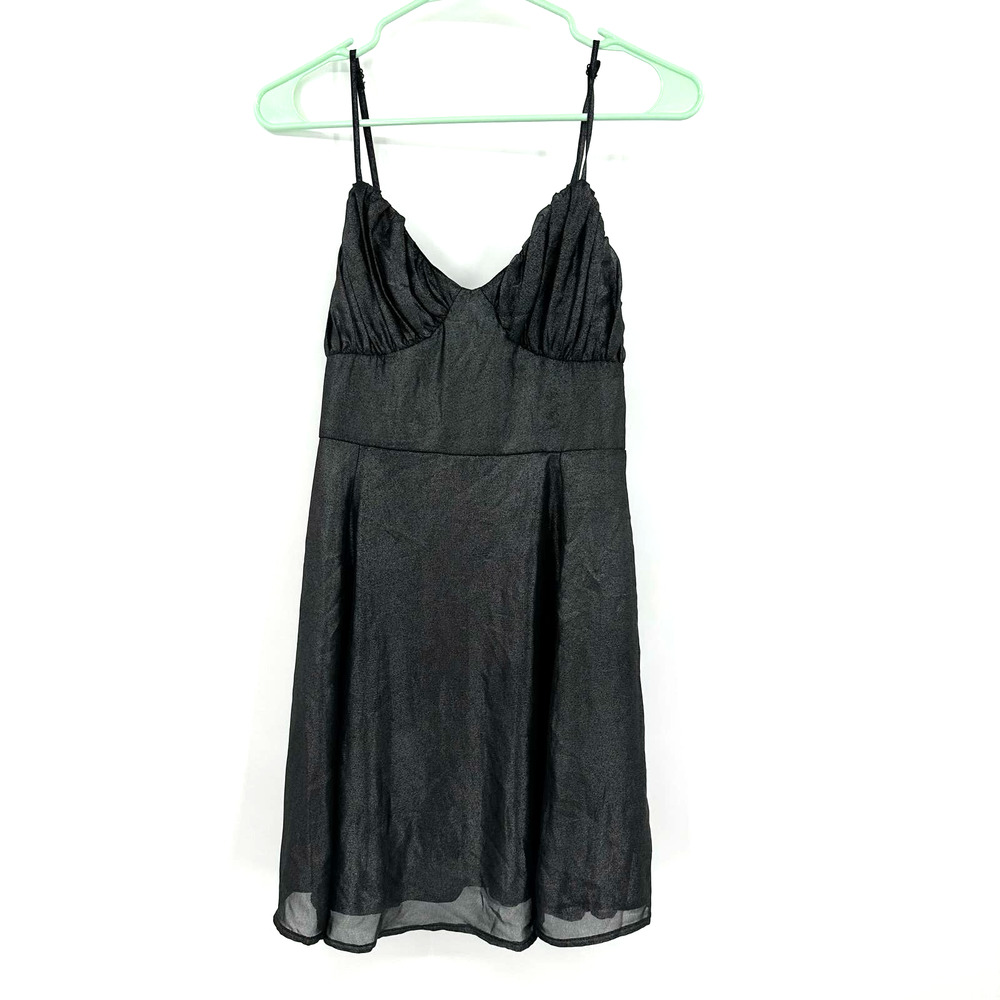Lulus size medium sleeveless mini‎ dress hidden rear zip lined sparkly dark gray